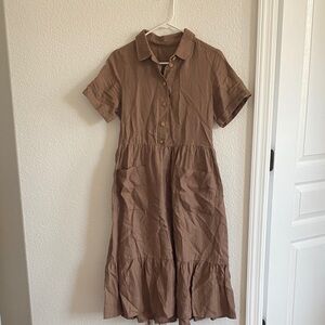 Linen ruffle retro dress